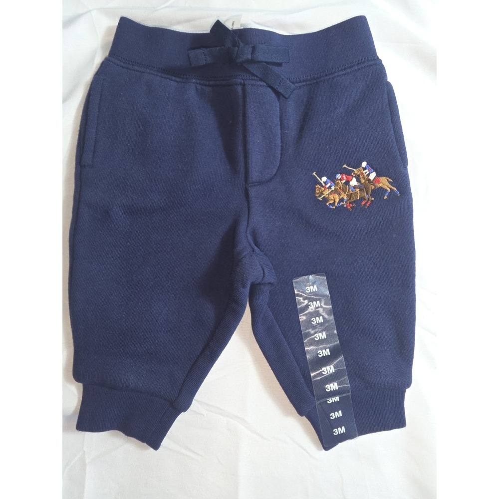 Polo Ralph Lauren Boys 3 Triple Pony Horse Pants Navy Blue Kids Size 3M